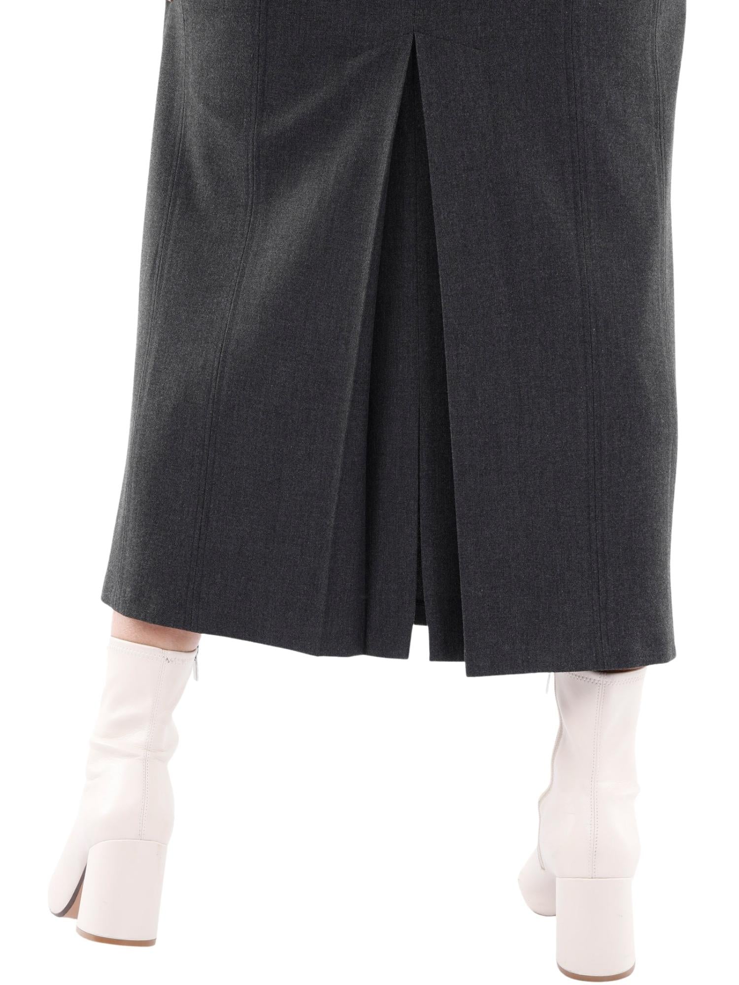 Charcoal Ankle Length Women's Plus Size Back Split Maxi Skirt G-Line