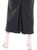 Charcoal Ankle Length Women's Plus Size Back Split Maxi Skirt G-Line