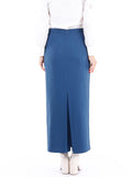Indigo Ankle Length Women's Plus Size Back Split Maxi Skirt G-Line