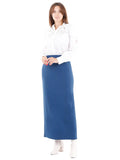 Indigo Ankle Length Women's Plus Size Back Split Maxi Skirt G-Line