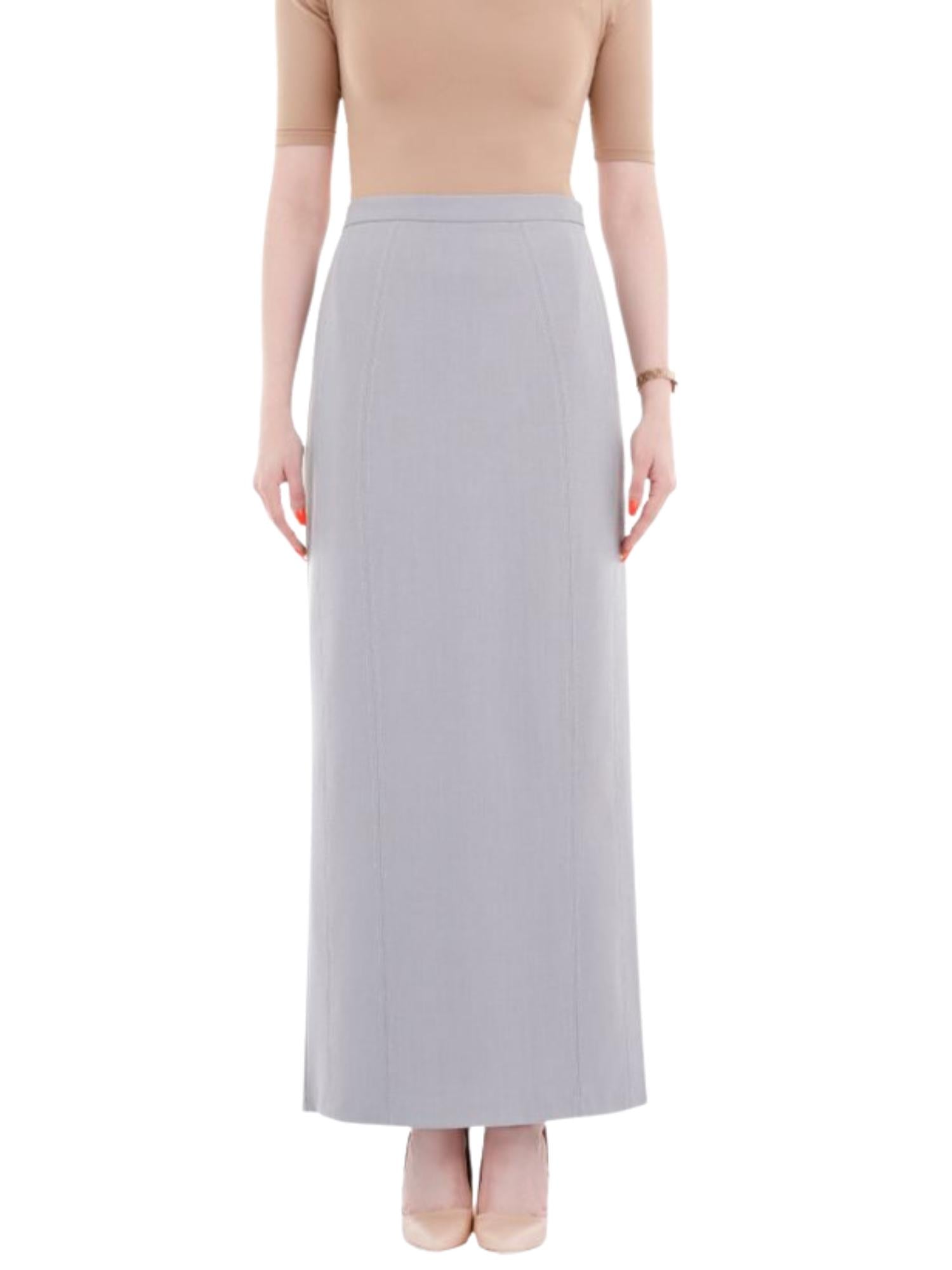 Silver Ankle Length Women's Plus Size Back Split Maxi Skirt G-Line