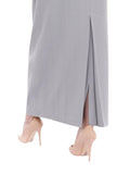 Silver Ankle Length Women's Plus Size Back Split Maxi Skirt G-Line