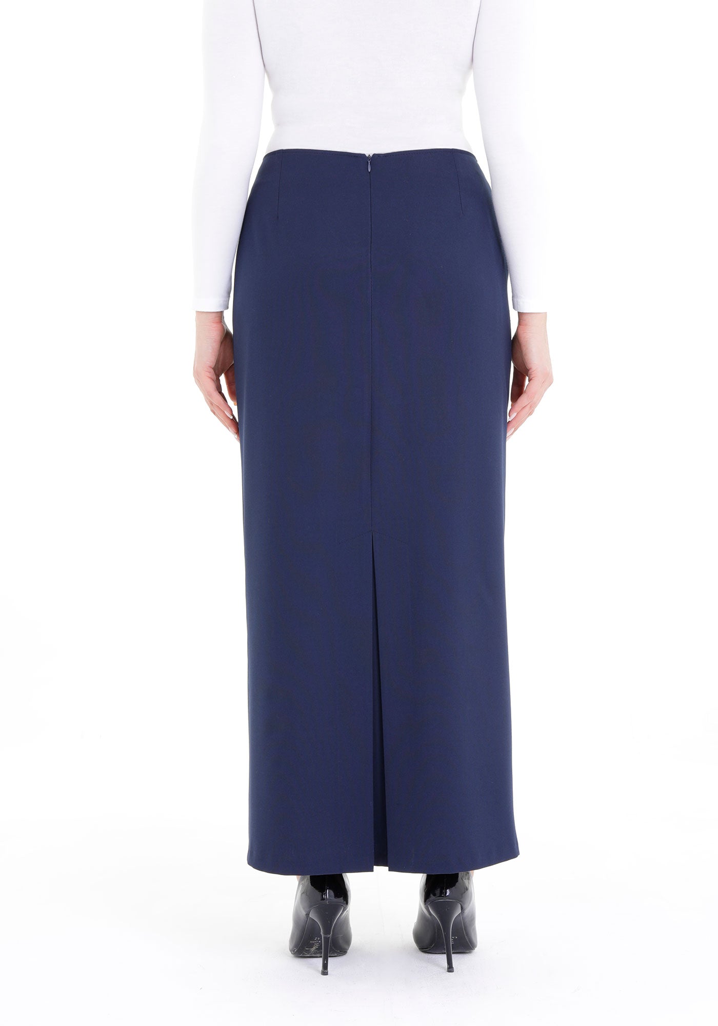 Women's Oversized Navy Blue Maxi Pencil Skirt G-Line