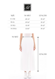 White Pleated Maxi Skirt Elastic Waist Band Ankle Length Skirt G-Line