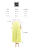 Pistachio Green Pleated Maxi Skirt Elastic Waist Band Ankle Length Skirt Glinetex