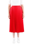 Red Oversized Accordion Plise Midi Pleated Skirt G-Line