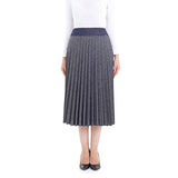 Medium Pleated Flowy Midi Skirt with Wool (Navy)
