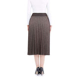 Guzella Medium Pleated Flowy Midi Skirt with Wool (Brown) Guzella