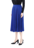 Guzella Women's Royal Blue Pleated Chiffon Plisse Midi Skirt Guzella