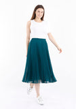 Falda de gasa plisada midi verde esmeralda | falda midi plisada