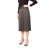 Guzella Medium Pleated Flowy Midi Skirt with Wool (Black) Guzella