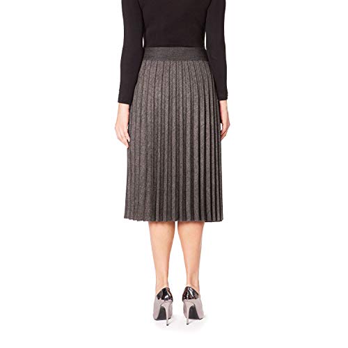 Guzella Medium Pleated Flowy Midi Skirt with Wool (Black) Guzella