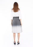 Guzella Grey-White High Waist Plisse Pleated Midi Skirt Guzella