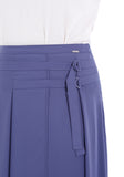 Guzella Women's Indigo Pleated Maxi Skirt - Special Belt Design Guzella