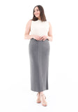 Plus Size Women's Gray Pencil Maxi Skirt With White Line Pattern Guzella