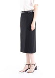Classic Black High Waisted Midi Pencil Skirt with Belt Guzella