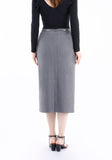 Guzella Women's Classic Grey High Waisted Midi Pencil Skirt with Belt Guzella