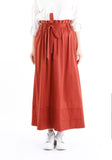 Guzella Tile Red Paper Bag Flared A-Line Maxi Skirt with Pockets and Belt Guzella