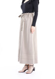 Guzella Camel Paper Bag Flared A-Line Maxi Skirt with Pockets and Belt Guzella