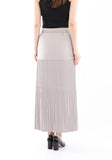 Guzella Women's Stone Thin Pleated Maxi Skirt with Floral Belt Guzella