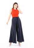 High Waist Navy Palazzo Pants Wide Leg Culottes for Women