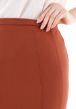 Tile Red Double Slit Pencil Knee Length Skirt Guzella