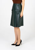 Guzella Green Midi Pleated Leather Skirt Guzella