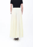Ecru Chiffon Pleated Maxi Skirt with Elastic Waist Band Guzella