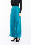 Turquoise Chiffon Pleated Maxi Skirt with Elastic Waist Band Guzella