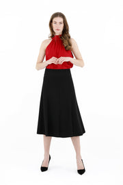Black Eight Gore Calf Length Midi Skirt for Every Occasion