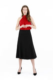 Black Eight Gore Calf Length Midi Skirt for Every Occasion G-Line