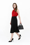Black Eight Gore Calf Length Midi Skirt for Every Occasion G-Line