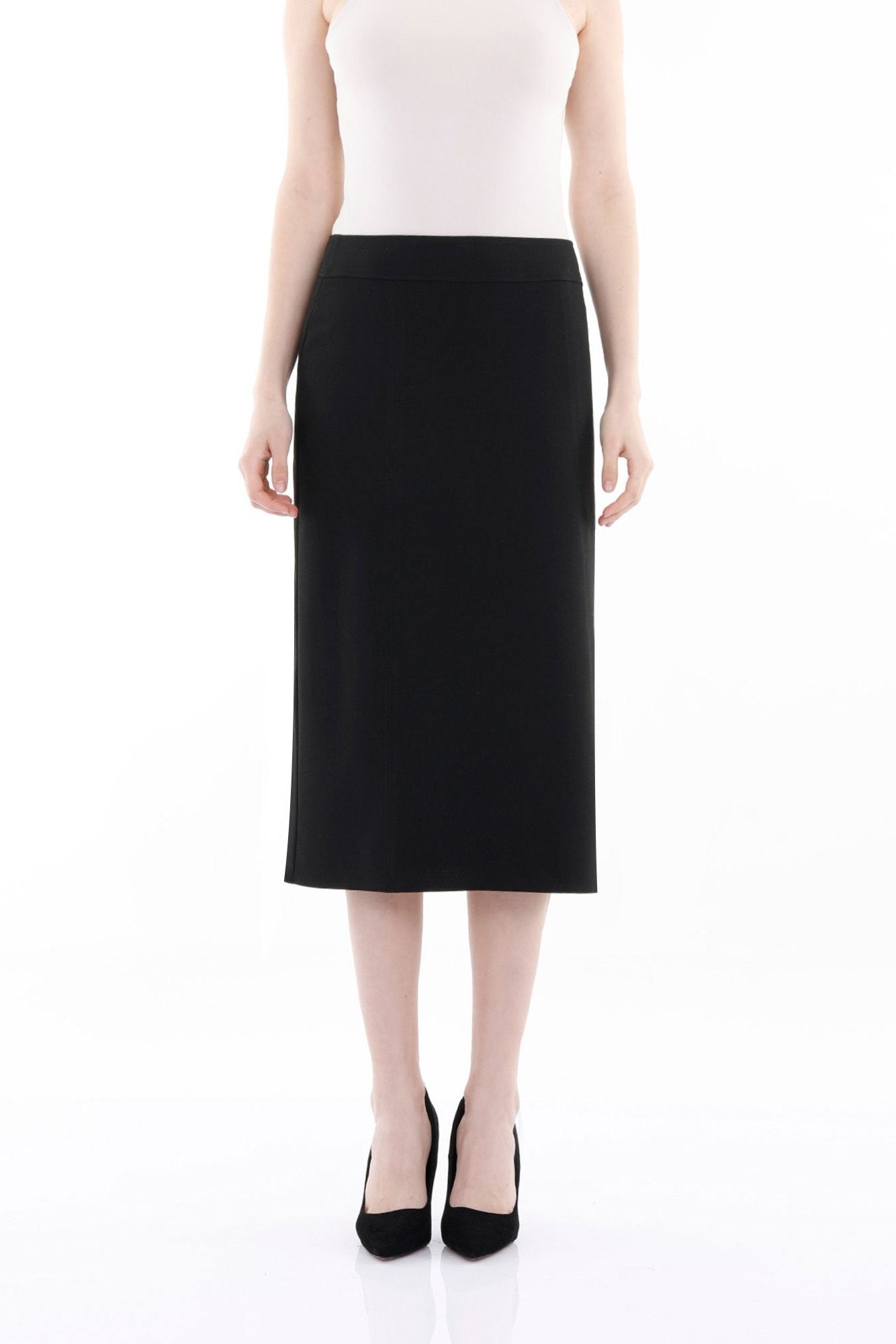 Black Straight Midi Skirt G-Line