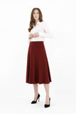 Burgundy Eight Gore Calf Length Midi Skirt for Every Occasion G-Line