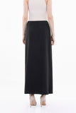 Charcoal Solid Fabric Flat Front Modest Maxi Skirt G-Line