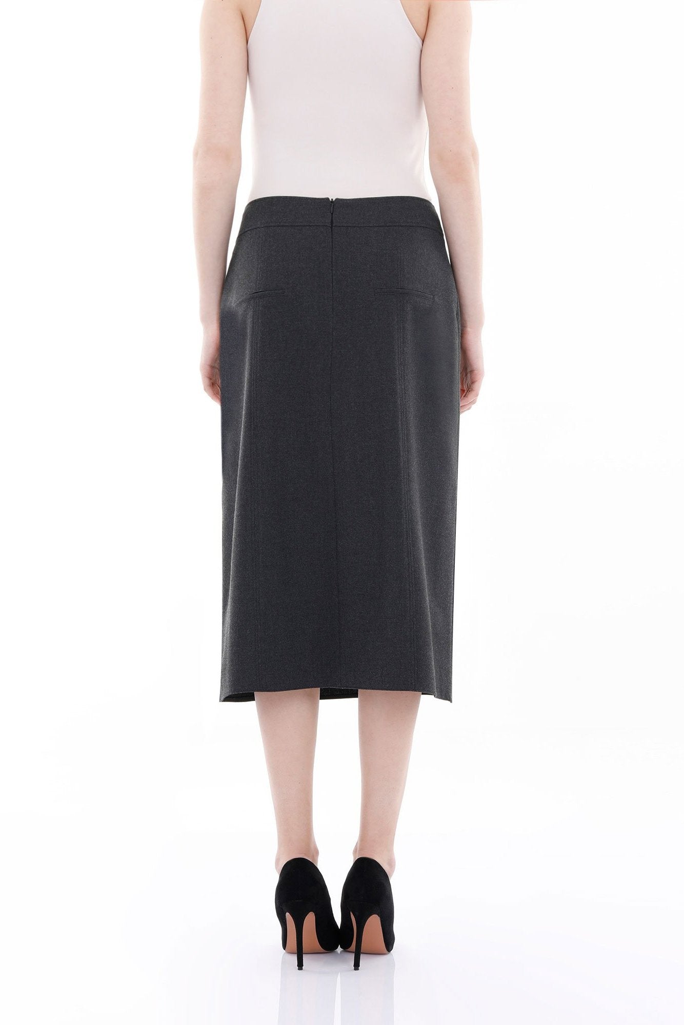 Charcoal Straight Midi Skirt G-Line