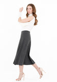 Grey Eight Gore Calf Length Midi Skirt for Every Occasion G-Line