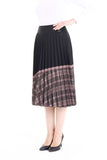 Guzella Accordion Pleated High Waist Casual Striped Hidden Zipper Midi Skirt (Mink) Guzella
