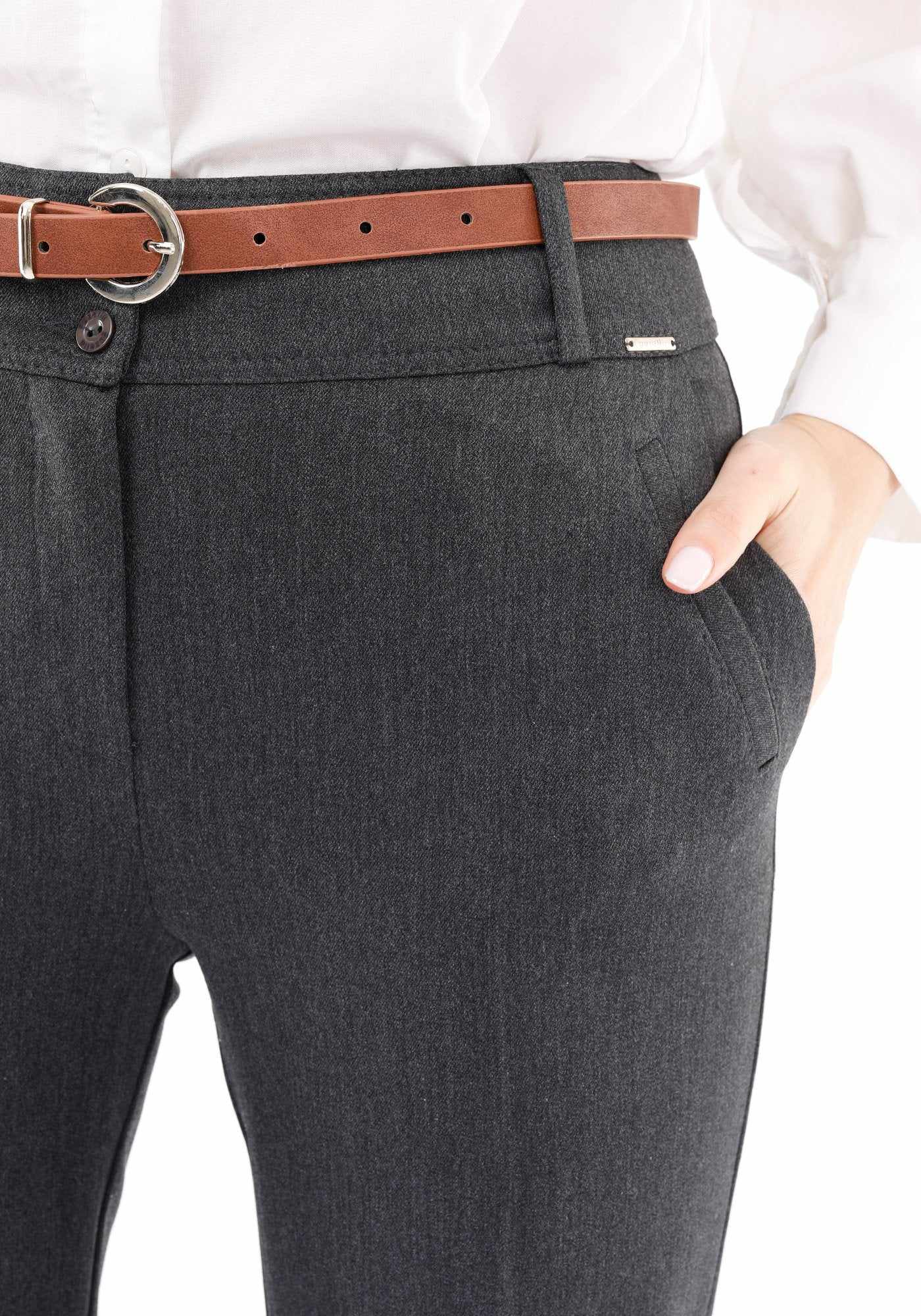 Straight Leg Pants with Pockets and Belt Guzella