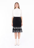 Guzella Flounce A-Line Skirt for Women Ruffle Plaid Semi Fishtail Skirt (Black) Guzella