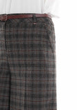 Guzella Midi Shorts for Women Tartan Gingham Pattern Short Pants for Women with Belt (Grey-Burgundy) Guzella