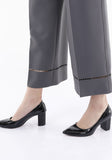 Guzella Slim Wide Leg Solid Grey Pants for Women Embroidery Around Ankle Guzella