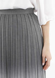 Guzella Light Grey High Waist Plisse Pleated Midi Skirt Guzella