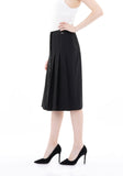 Black Vintage A-Line High Waist Pleated Midi Skirt Guzella