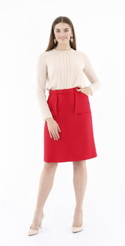 Comfy High Waist Red Pencil Skirt