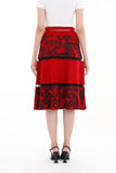 Guzella Women’s Red A-Line Midi Skirt with Belt Loops Guzella