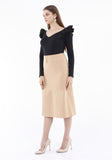 Guzella Women’s High Waist Camel Midi Skirt with Special Belt Design Guzella