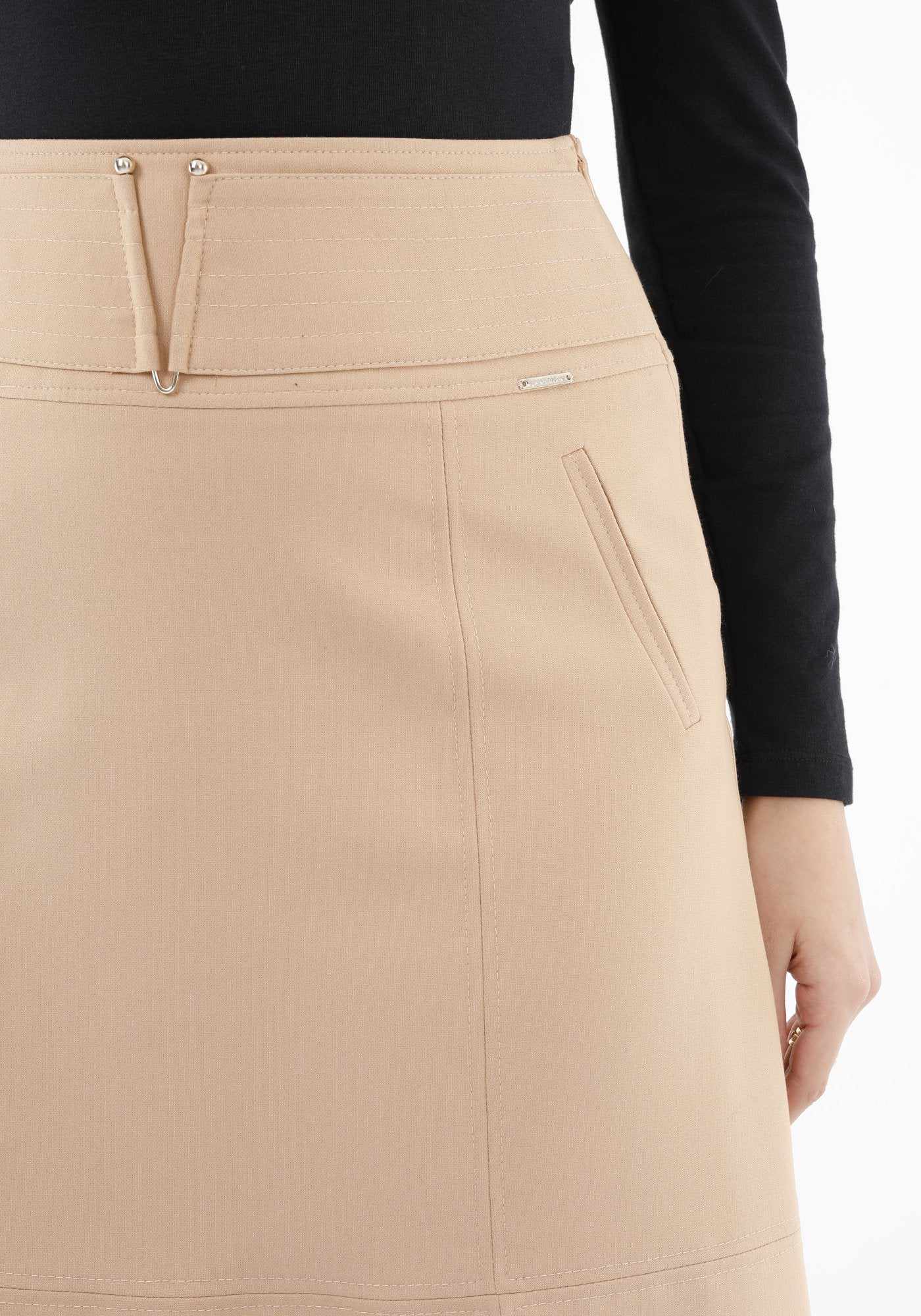 High Waist Midi Skirt with Special Belt Design Guzella