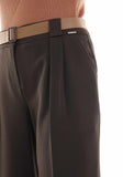 Guzella Women's Brown Harem Pants With Belt Guzella