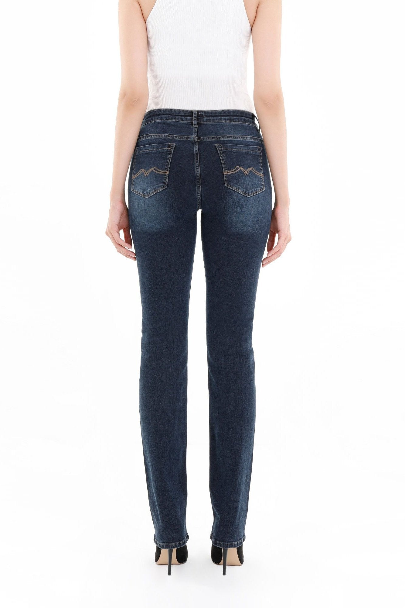 Mid Rise Straight Leg Women's Jeans Glinetex